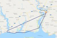 Політ на літаку уздовж набережної